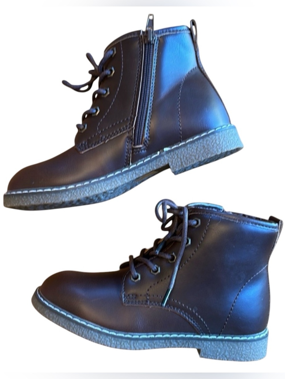 Kids Apakowa Brown Lace-Up Combat Boots, size 31